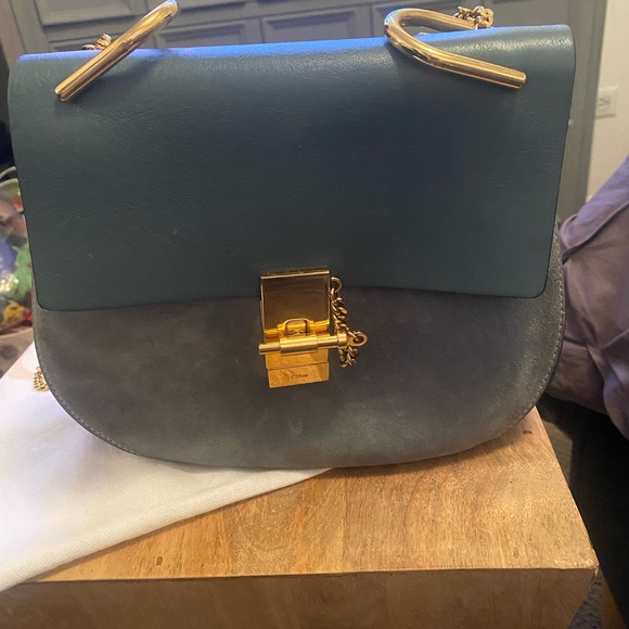 Chloe Mini Drew Bag in Cloudy Blue. - Picture 3 of 11